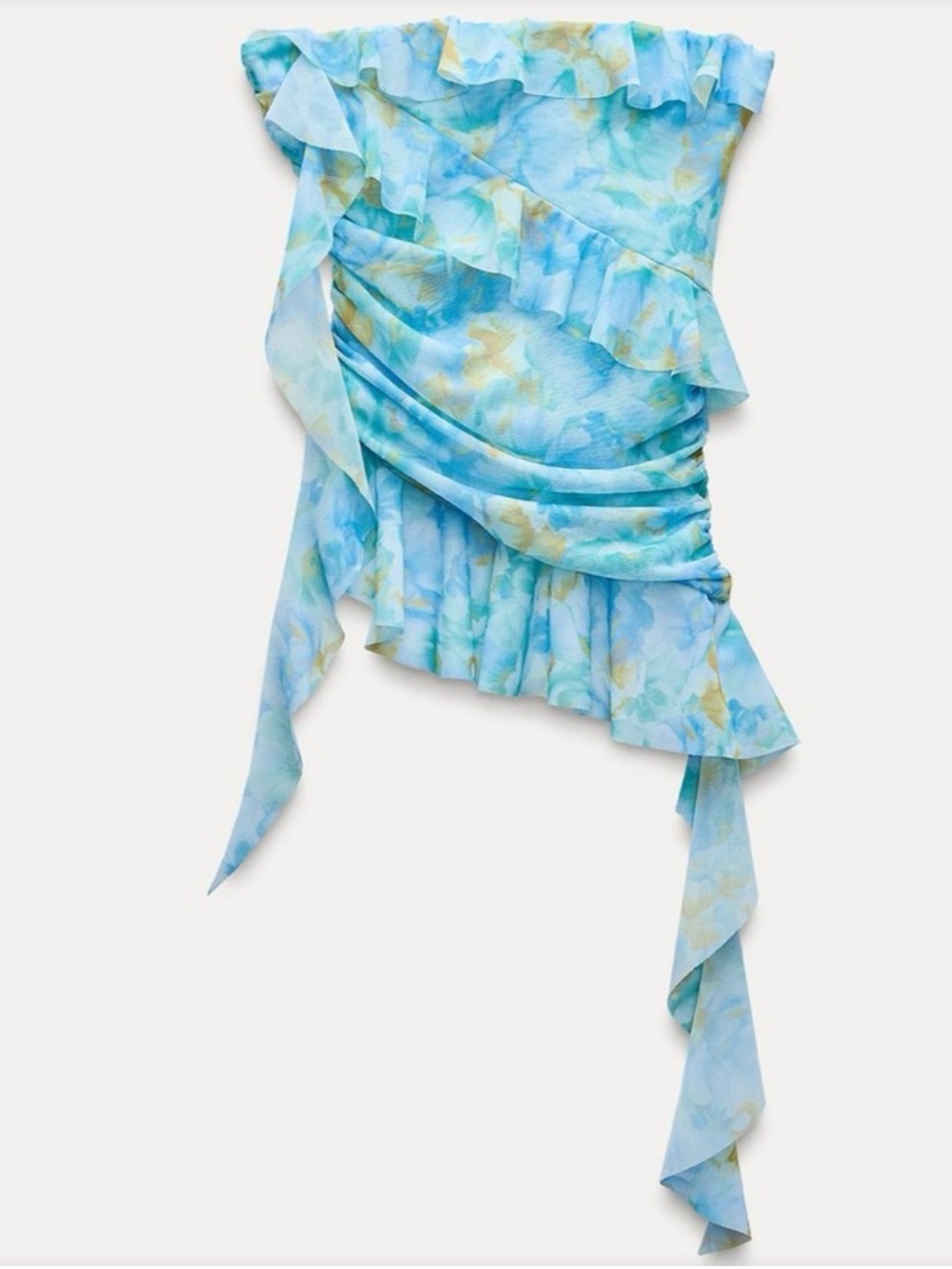 Zara Printed Tulle Bandeau Top